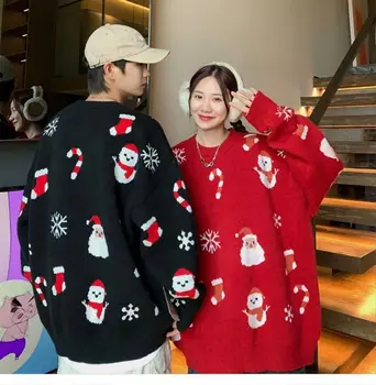 Oversize Ošklivý Vánoční Svetr Korejské Santa Claus Pletené Svetr Muž Volné Zimní Univerzální Pár Pulovry Muž Oblečení