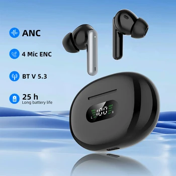 J96 Baterie Obrazovky Populární Wireless ANC Skutečné potlačení Hluku TWS Bluetooth Sluchátka S 4 Mikrofony ENC sluchátka Sluchátka