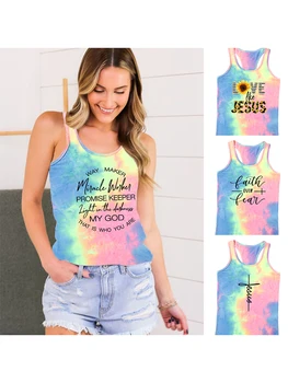 Ježíš Je Můj Bůh, Král, Vše, Co Ženy Vintage Tie Dye Nádrže Topy Harajuku Křesťanský Kříž Víra Ženy Streetwear Grafické Vesta