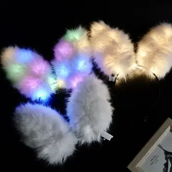 Plyšový Králík Zářící Čelenka LED Čelenka Vlasy Hoop pro Ženy, Halloween Vánoční Večírek, Ženy Vlasy Příslušenství