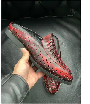 Nové letní muži přezůvky módní černé papuče boty pro muže flip-flopy pravé kůže muly Pantofle