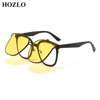 Módní Nýty Flip Krátkozrakost Polarizované Sluneční Brýle Retro Krátkozraký Tmavé Brýle Muži Ženy Krytu Čočky Pro Noční Vidění Brýle