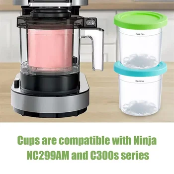 Ninja Náhrady Skladování Víčka C300s Bezpečný Tanky Creami Ice 2/4ks Výrobce S Series Pro Kontejnery