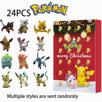 24KS Pokémonů Postavy Vánoční Adventní Kalendář Box Kreslený Obrázek Pikachu Originální Anime Obrázek Děti Vánoční Dárek k Narozeninám