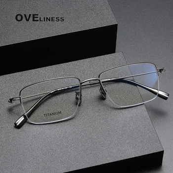 čisté Titanové Brýle Rám Muži Náměstí Krátkozrakost Předpis mužské Brýle Rám 2024 Nový polovinu korejské Optické Brýle Brýle