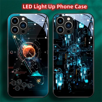 Electrocircuit Design LED Světlo Kryt Telefonu Taška Pro iPhone 14 13 12 11 Pro Max Mini X XS XR SE2020 Světelný Případě