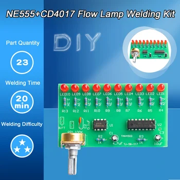 NE555+CD4017 Tok LED Lampa Svařovací Obvod DIY Kit Elektronické Komponenty Sady Svařování Školení Kit